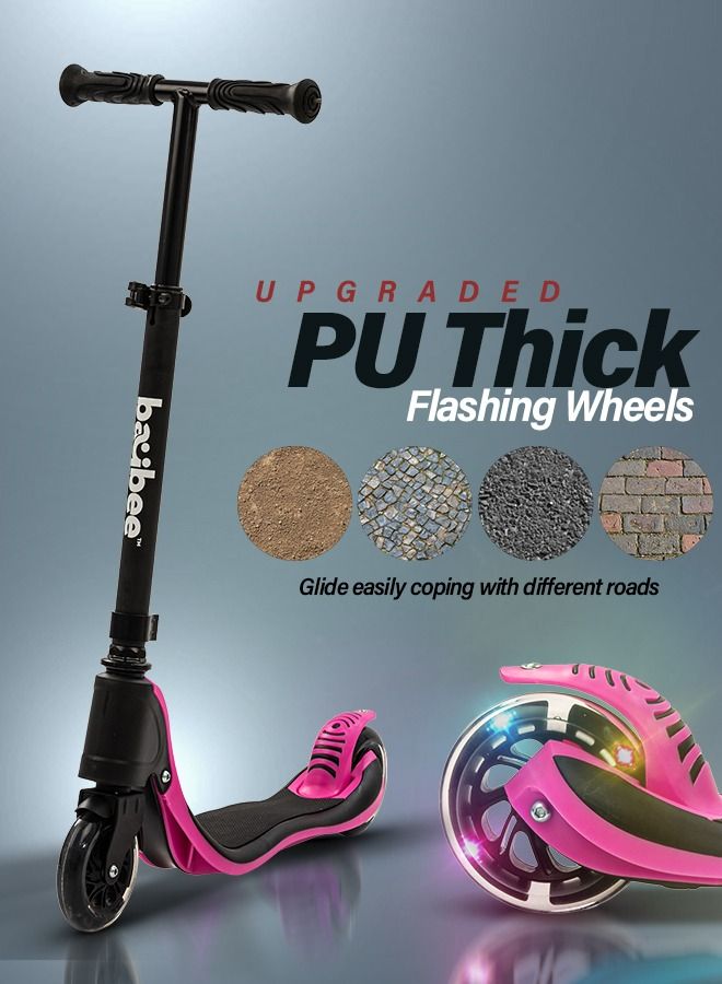 Dracarys Skate Scooter For Kids 2 Wheel Kids Scooter With Three Height Adjustable Handle Flashing Led Pu Wheels Rubber Deck Kick Scooter Runner Scooter For Kids 3 To 8 Years Boys Girls Pink