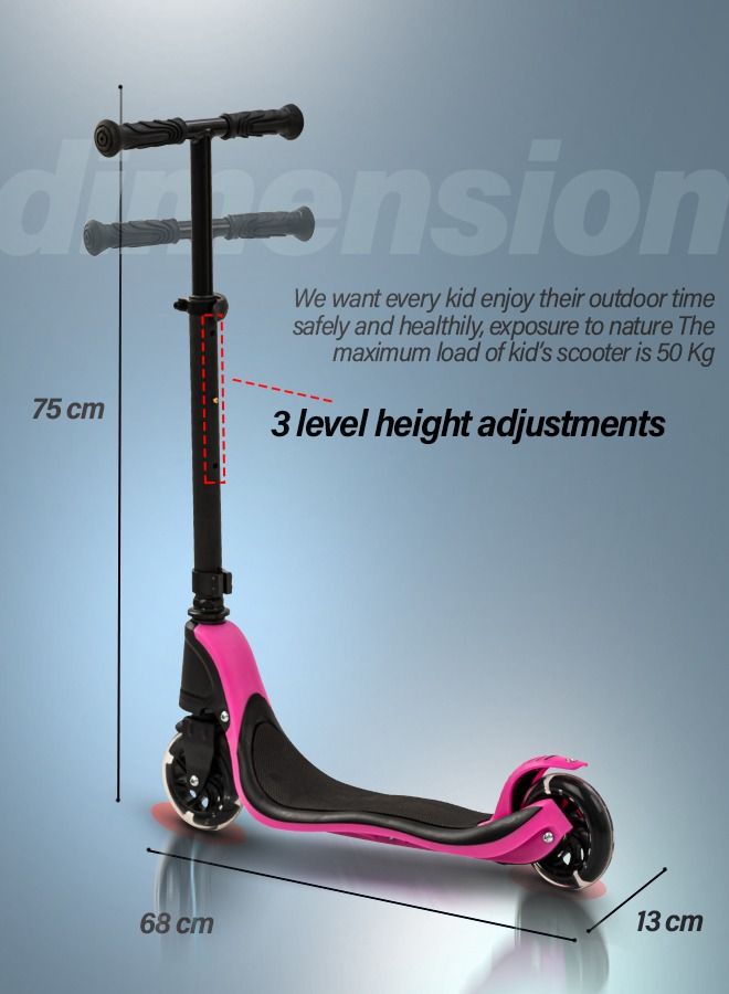 Dracarys Skate Scooter For Kids 2 Wheel Kids Scooter With Three Height Adjustable Handle Flashing Led Pu Wheels Rubber Deck Kick Scooter Runner Scooter For Kids 3 To 8 Years Boys Girls Pink