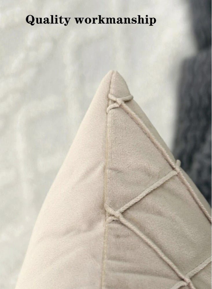 4-Piece Plush Pillow Cover Throw Pillowcase Sofa Pillow Cover Beige 45x45 Centimeter