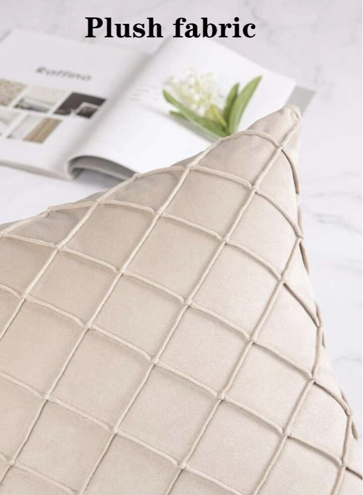 4-Piece Plush Pillow Cover Throw Pillowcase Sofa Pillow Cover Beige 45x45 Centimeter