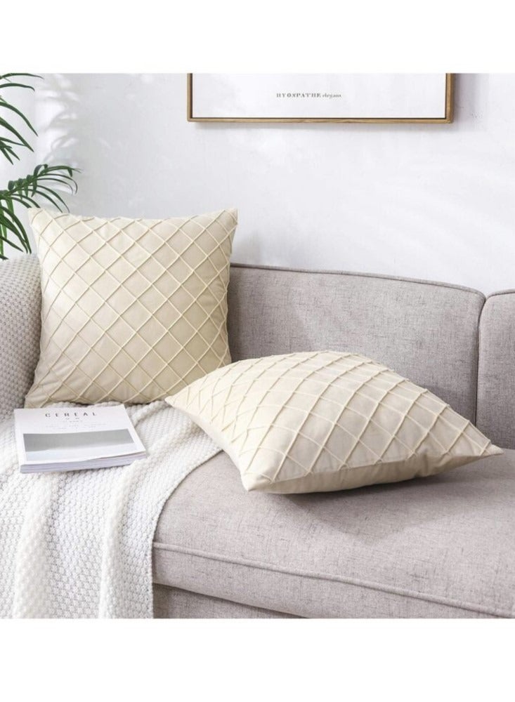 4-Piece Plush Pillow Cover Throw Pillowcase Sofa Pillow Cover Beige 45x45 Centimeter
