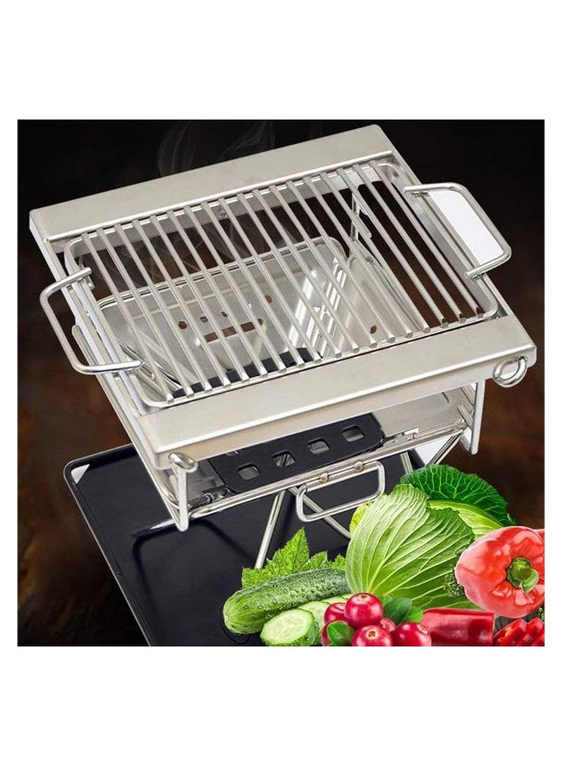 your outdoor cooking creativity with the Portable Foldable BBQ,where the fusion of a stainless steel wood-burning stove and charcoal grill in a compact design offers unparalleled convenience.