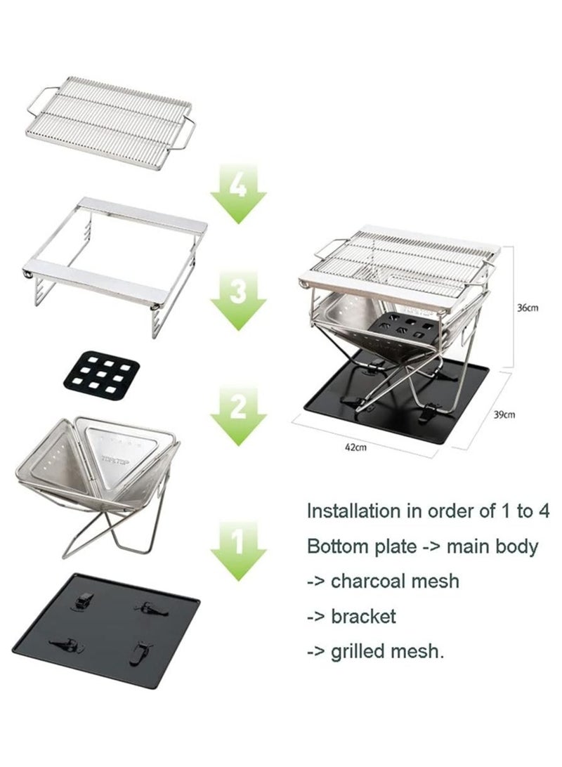 your outdoor cooking creativity with the Portable Foldable BBQ,where the fusion of a stainless steel wood-burning stove and charcoal grill in a compact design offers unparalleled convenience.