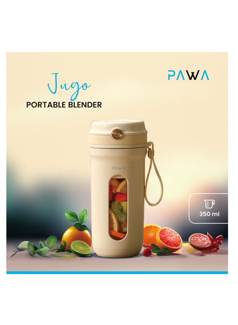 Pawa Jugo Portable Blender 350ml 80W, USB Tyoe-C Rechargeable Juicer Jar, Waterproof Fruit Mixing Machine