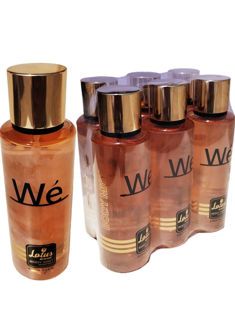 Lotus Al Wadi Wé Fragrance Body Mist Women Collection for Long-Lasting Odor Protection 8.4 Ounce (6 piece Gift Set)