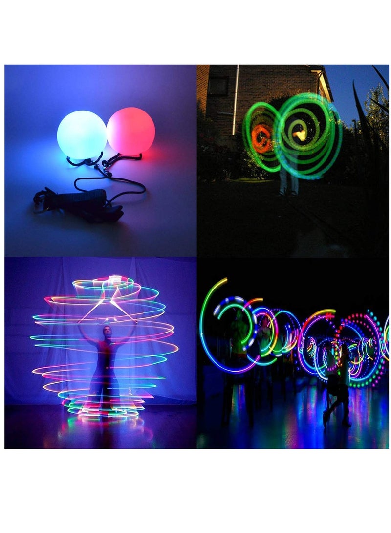 LED Poi Ball Swirling Light Rave Toy Color Changing Poi Balls Soft Glow Poi Balls for Beginners and Professionals (Set of 2)