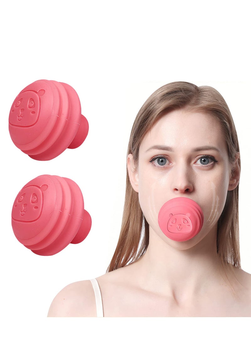 Jawline Exerciser, Face Neck Jaw Toning Double Chin Reducer, Facial Blowing Exercisers Enhance Firming Lifting Jaw Facial V Shape Lines Define Your Jawline (2 Pack) (Pink-1)