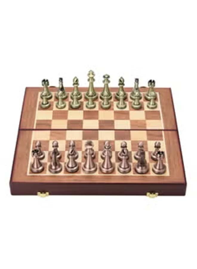 Metal Chess Pieces Wooden Folding Chess Board