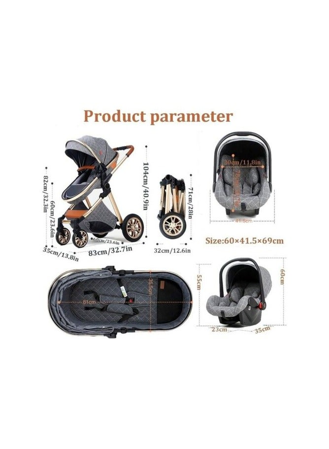 Newborn Baby Stroller 3 in 1 Rain Cover Mosquito Net Backpack