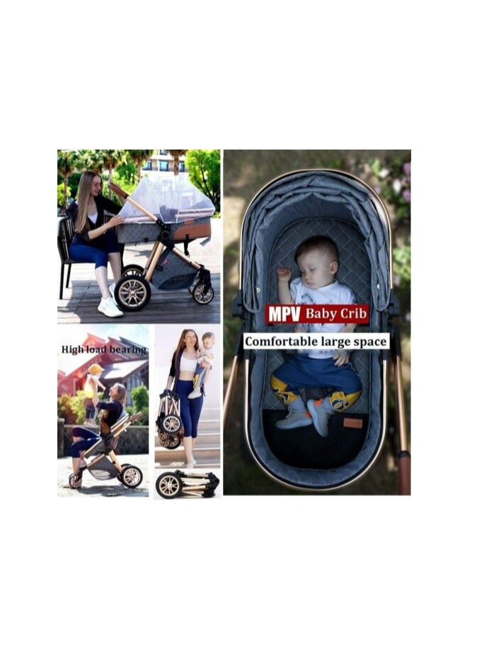 Newborn Baby Stroller 3 in 1 Rain Cover Mosquito Net Backpack