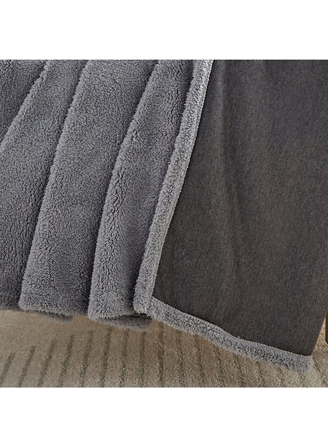 Quilo Double Layer Jersey Queen Polyester Blanket 220 x 200 cm -Grey