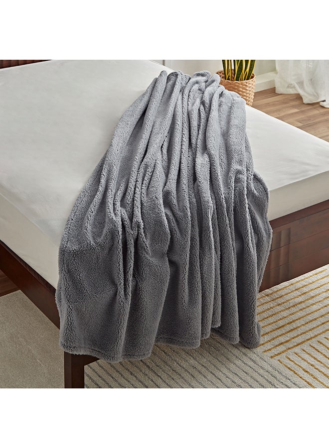 Quilo Double Layer Jersey Queen Size Polyester Blanket 200 x 150 cm -Grey