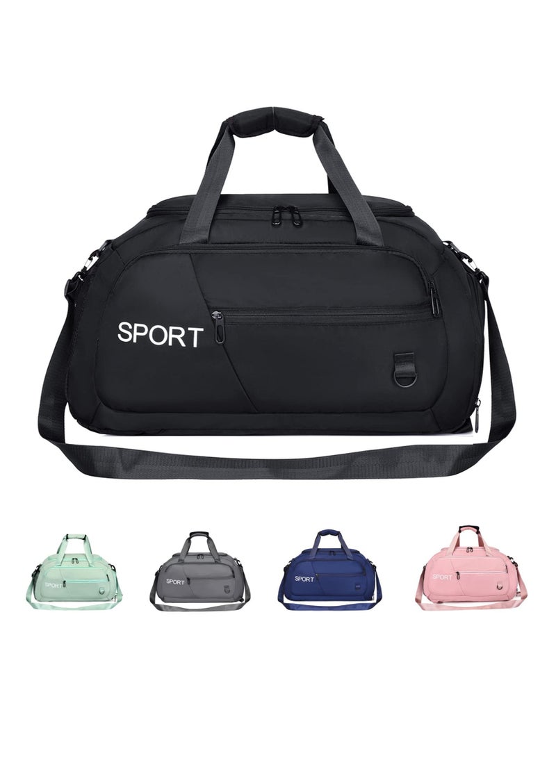 Sports Duffle Bag, Travel Duffle Bag, Gym Duffel Bagwith Shoe Compartment &Wet Pocket, Foldable Travel Duffel Bags for Men Women, Waterproof Carry on Duffel Bag Backpack(Black)