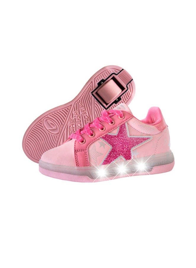 Breezy Rollers Shoes with Wheels and Led Lights for Kids Rose Pink 2195680