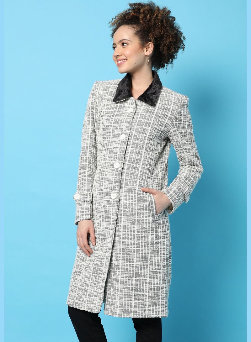 Women’s TextuLong Coat Regular Fit For Casual Wear