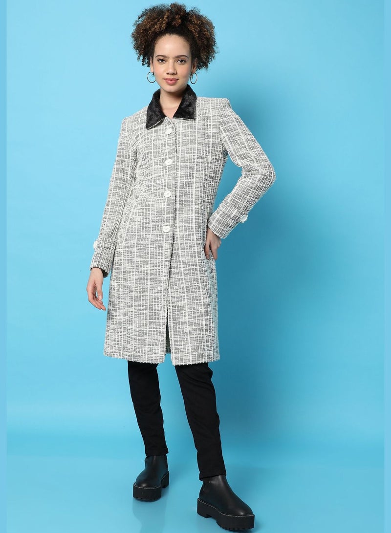 Women’s TextuLong Coat Regular Fit For Casual Wear