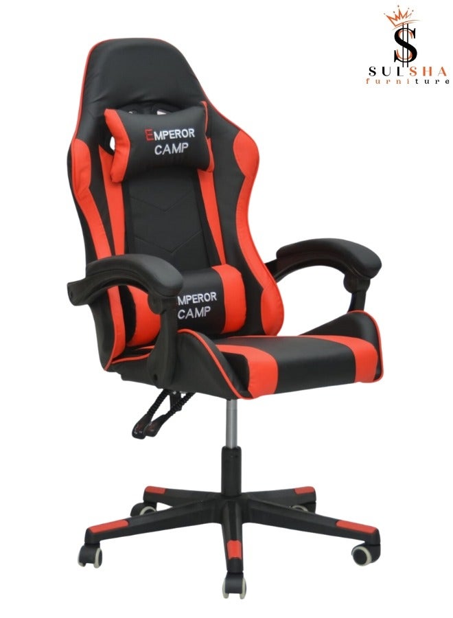 Soft Armrest Gaming Chair with high backrest and adjustable seat height Computer chair ergonomic design office chair red black