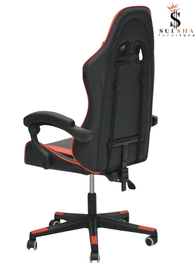 Soft Armrest Gaming Chair with high backrest and adjustable seat height Computer chair ergonomic design office chair red black