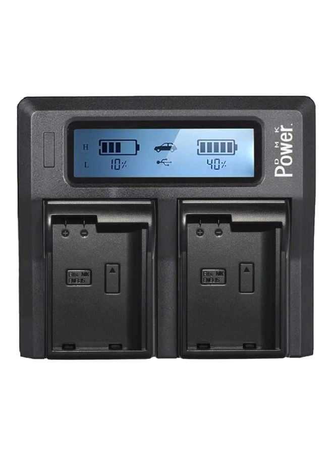 LCD Dual Digital Battery Charger For Nikon Cameras black