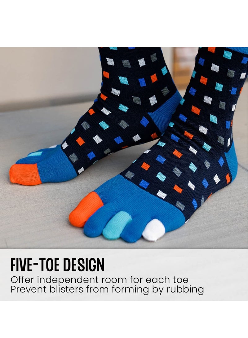 Toe Socks Mens Five Finger Socks Cotton Sports Running Socks, Athlete Crew Socks with Toe for Men, 5 Pairs