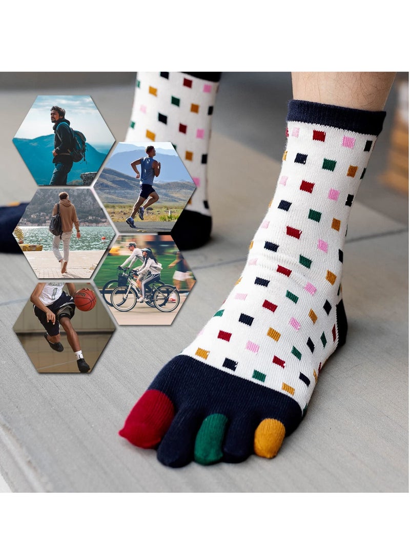 Toe Socks Mens Five Finger Socks Cotton Sports Running Socks, Athlete Crew Socks with Toe for Men, 5 Pairs