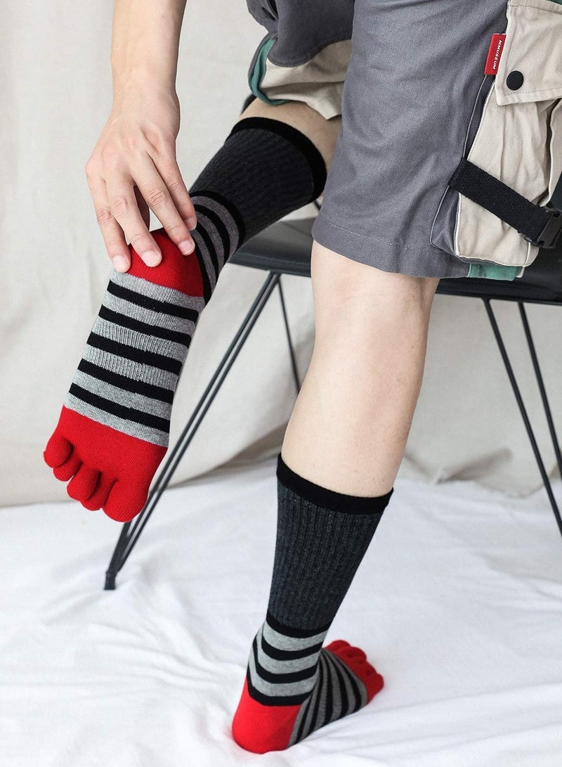 Mens Toe Socks Running Five Finger Socks Mini Crew Sport Cotton Socks, 4 Pairs