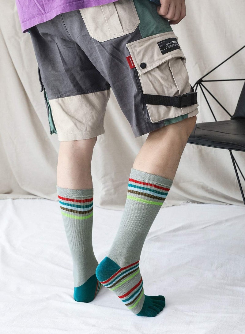 Mens Toe Socks Running Five Finger Socks Mini Crew Sport Cotton Socks, 4 Pairs