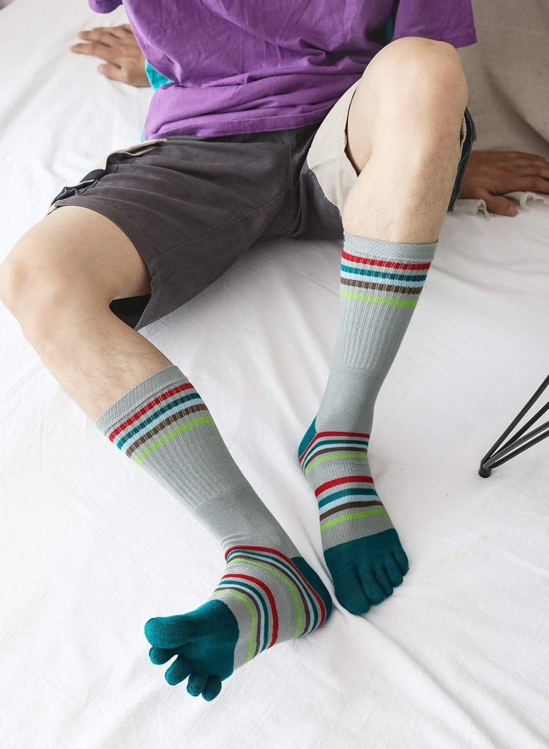 Mens Toe Socks Running Five Finger Socks Mini Crew Sport Cotton Socks, 4 Pairs