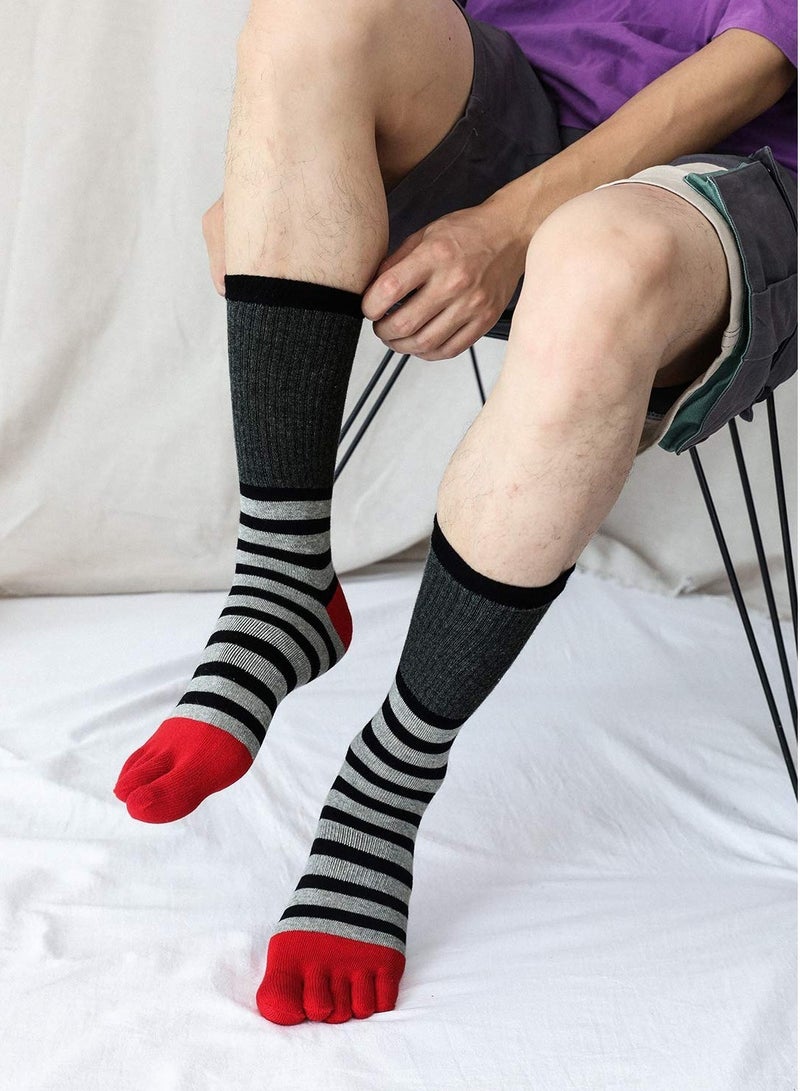 Mens Toe Socks Running Five Finger Socks Mini Crew Sport Cotton Socks, 4 Pairs