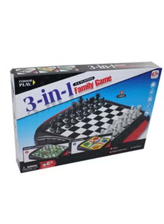 3 in 1 Family Game with Magnetic Foldable Board