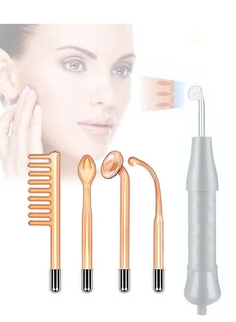 Portable Electrode High Frequency Facial Treatment Machine, Blemish and Spot Control, Skin Firming and Radiance, Wrinkle Reduction Skin Treatment Stick, Comes with 4 Different Tubes