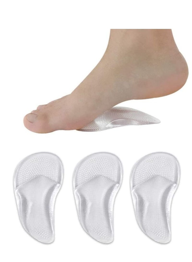 2Pairs Gel Insoles Women Clear Metatarsal Pads Shoe Insoles Arch Support Sleeve Pads Flat Feet Adhesive Reusable Arch Cushions Inserts Arch Foot Pads Insoles Supports for Cushioning and Pain Relief