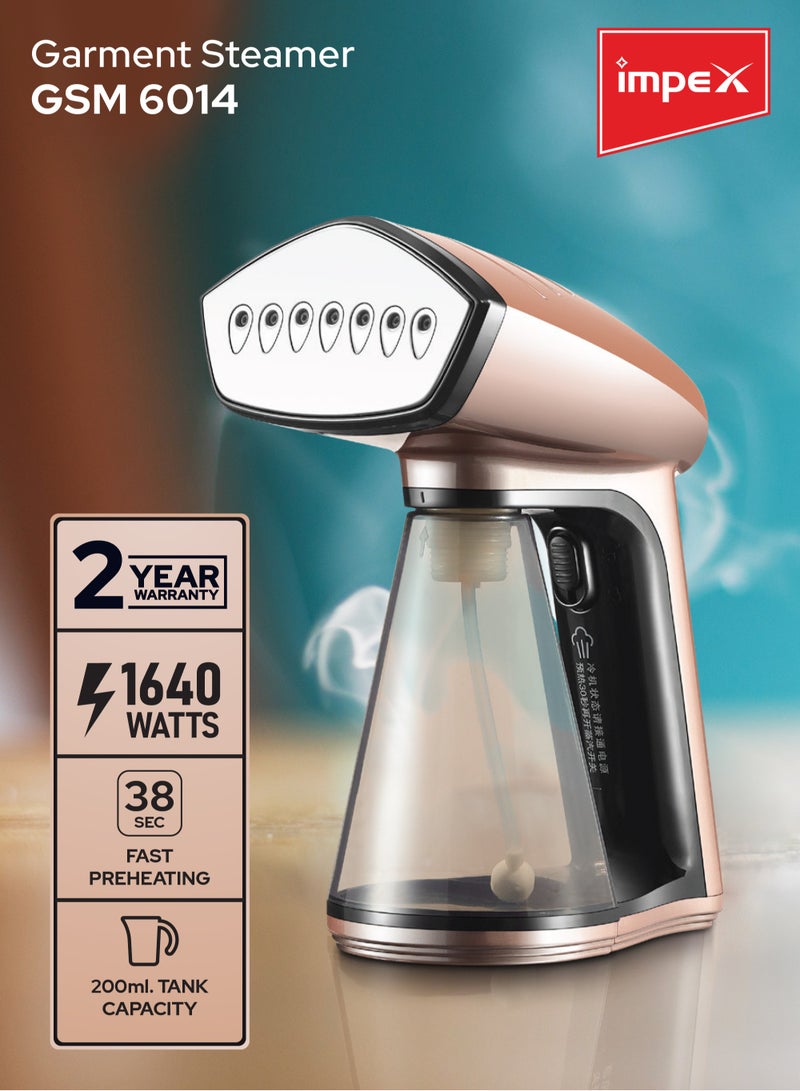 Handheld, Portable Garment Steamer With Handheld Steam Iron, Quick Heat, Perfect For All Types Of Clothes 260 ml 1640 W GSM 6014 Ivory
