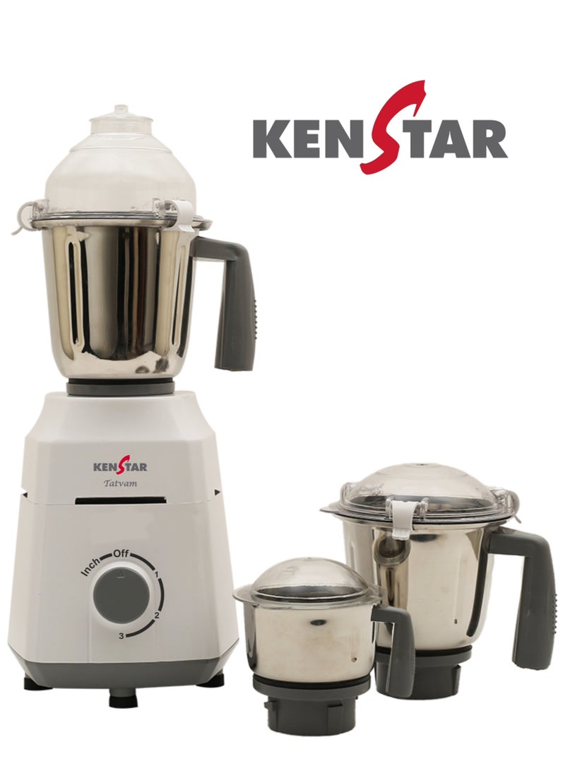 Mixer Grinder with Powerplus Hybrid Motor and 3 Multi Function Stainless Steel Jars 1000W-TATVAM 1000