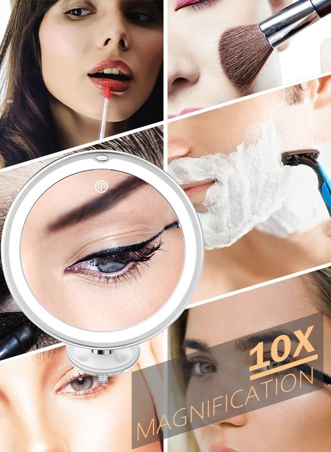 Magnifying Mirror with Light,10x Magnification Makeup Mirror with Lights and Suction Cups,Lighted Makeup Mirror with comb,360 Degree Swivel Join.