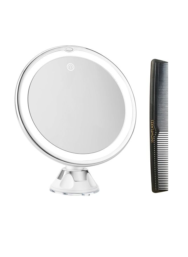 Magnifying Mirror with Light,10x Magnification Makeup Mirror with Lights and Suction Cups,Lighted Makeup Mirror with comb,360 Degree Swivel Join.