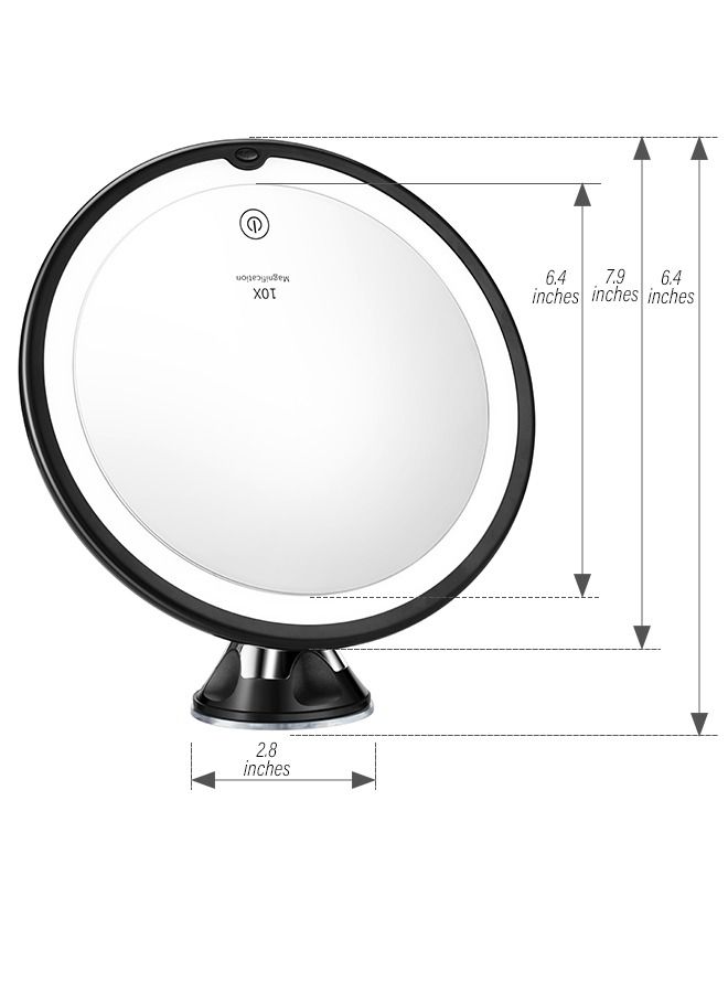 8 inches Magnifying Mirror with Light, 10x Magnification 3 Light Modes Makeup Mirror with Suction Cups ,Smooth and Easy Install ,360 Degree Swivel Joint.