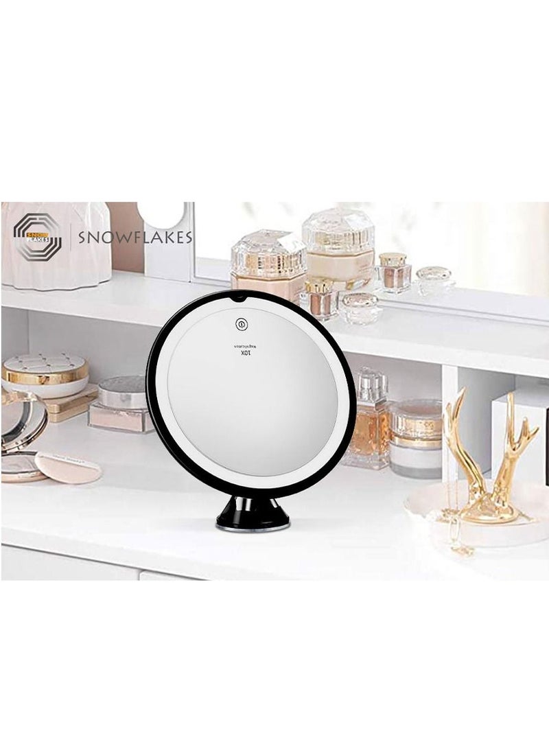 8 inches Magnifying Mirror with Light, 10x Magnification 3 Light Modes Makeup Mirror with Suction Cups ,Smooth and Easy Install ,360 Degree Swivel Joint.