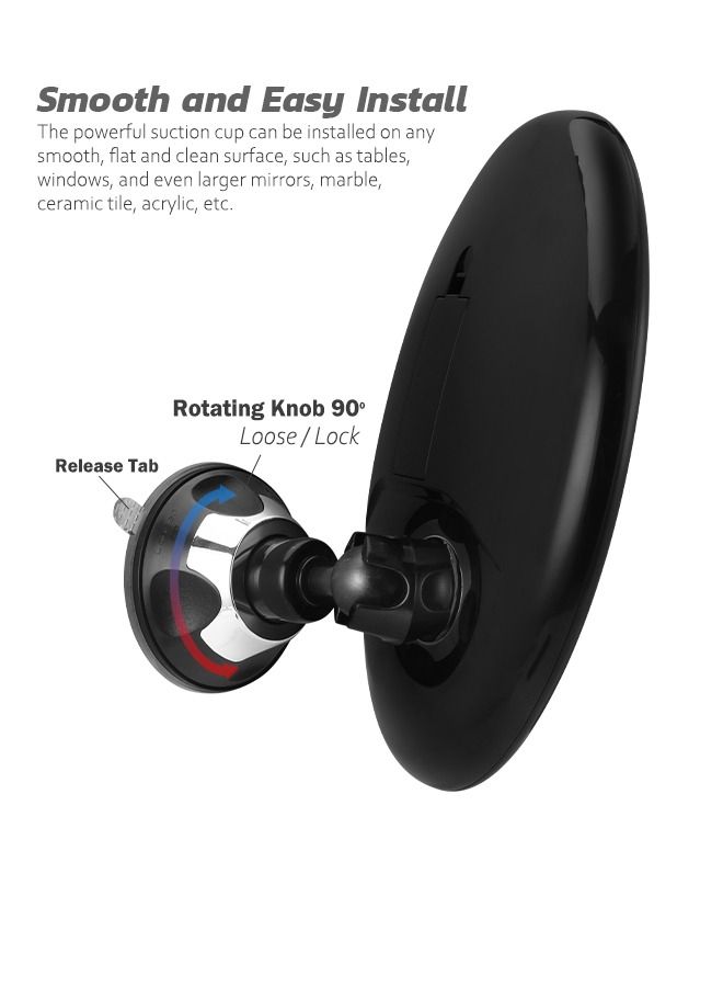 8 inches Magnifying Mirror with Light, 10x Magnification 3 Light Modes Makeup Mirror with Suction Cups ,Smooth and Easy Install ,360 Degree Swivel Joint.