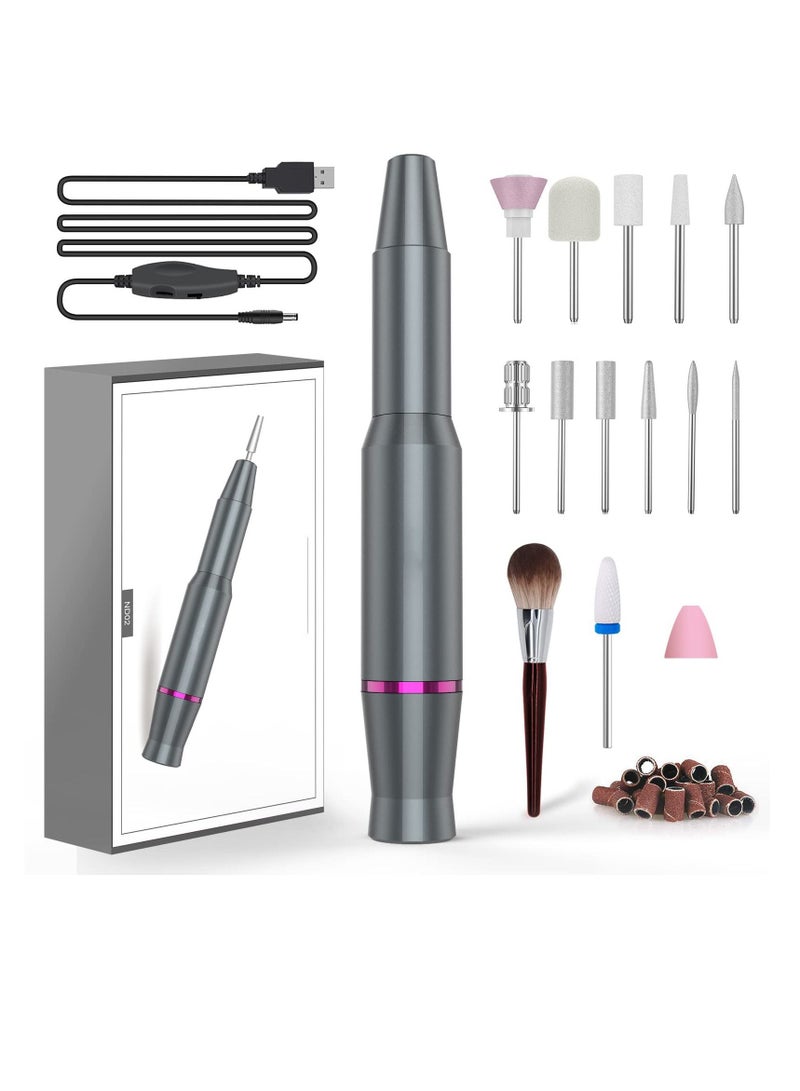 Electric Nail Drill,  Portable Electric Nail Drill, Rechargeable  Nail Drill with Nail Drill Bits and Sanding Bands, for Acrylic, Gel Nails, Manicure Pedicure Polishing Shape Tools