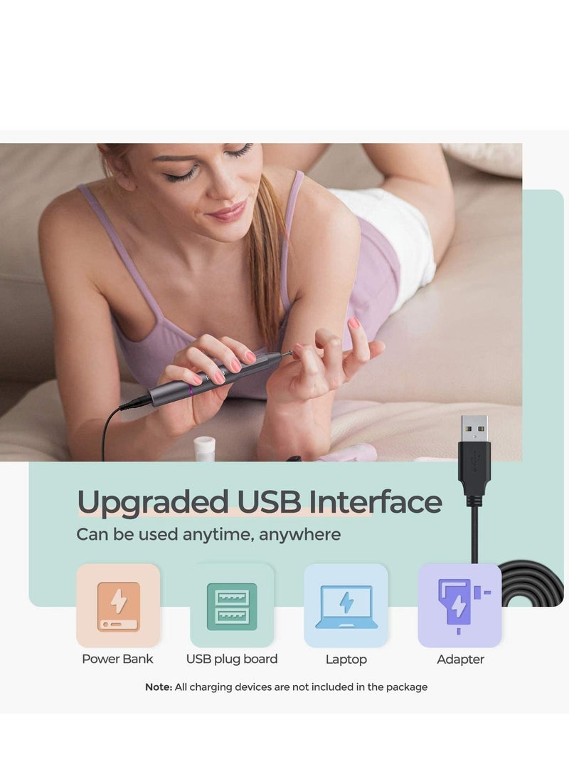 Electric Nail Drill,  Portable Electric Nail Drill, Rechargeable  Nail Drill with Nail Drill Bits and Sanding Bands, for Acrylic, Gel Nails, Manicure Pedicure Polishing Shape Tools