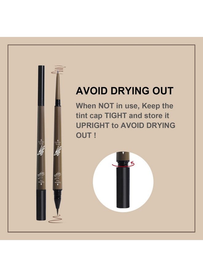 2 In 1 Eyebrow Pencil Waterproof & Long Lasting Liquid Eyebrow Pen Dual Ended Pencil Fills And Defines Brow Tint With The Precision & Definition Of Microblading, Brown