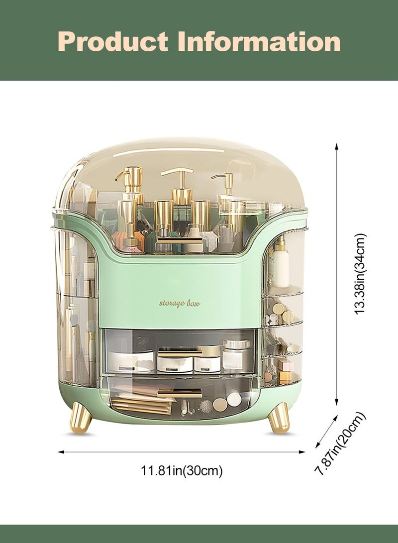 Portable Light Luxury Series Multi-Function Lipstick, Make Up Box Dustproof Cosmetics Skin Care Products Storage, Jewelry Organizer Case - Green