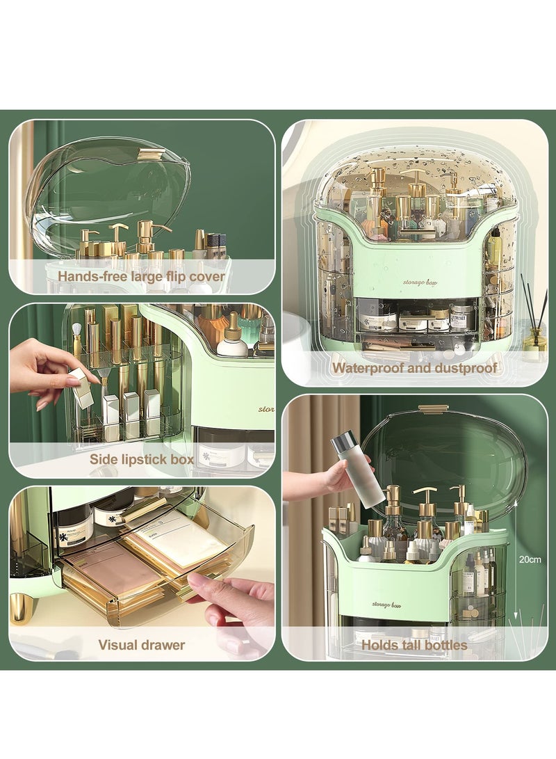 Portable Light Luxury Series Multi-Function Lipstick, Make Up Box Dustproof Cosmetics Skin Care Products Storage, Jewelry Organizer Case - Green