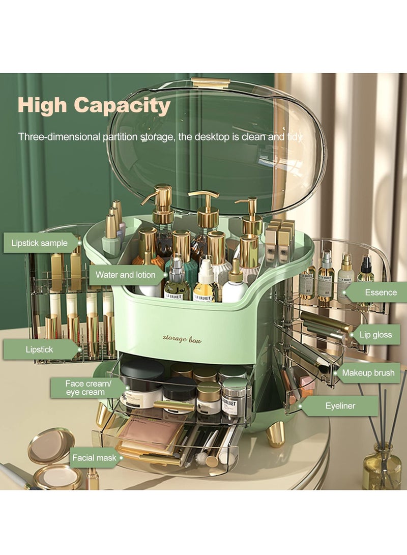 Portable Light Luxury Series Multi-Function Lipstick, Make Up Box Dustproof Cosmetics Skin Care Products Storage, Jewelry Organizer Case - Green