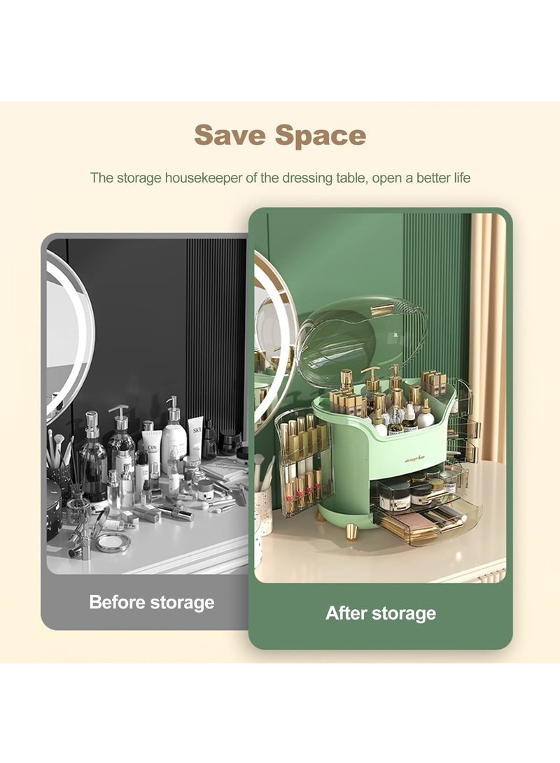 Portable Light Luxury Series Multi-Function Lipstick, Make Up Box Dustproof Cosmetics Skin Care Products Storage, Jewelry Organizer Case - Green