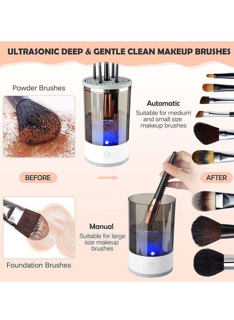 Electric Makeup Brush Cleaner, Makeup Brush Cleaner Machine with Brush Clean Mat, Automatic Cosmetic Brush Cleaner Makeup Brush Tools for All Size Beauty Makeup Brushes Set