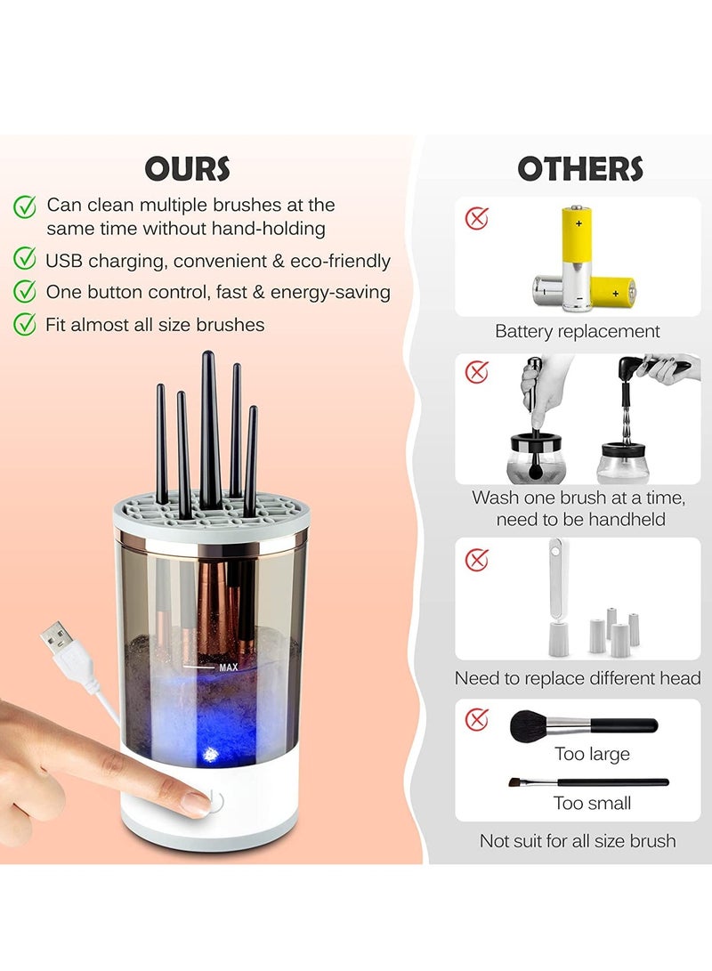 Electric Makeup Brush Cleaner, Makeup Brush Cleaner Machine with Brush Clean Mat, Automatic Cosmetic Brush Cleaner Makeup Brush Tools for All Size Beauty Makeup Brushes Set