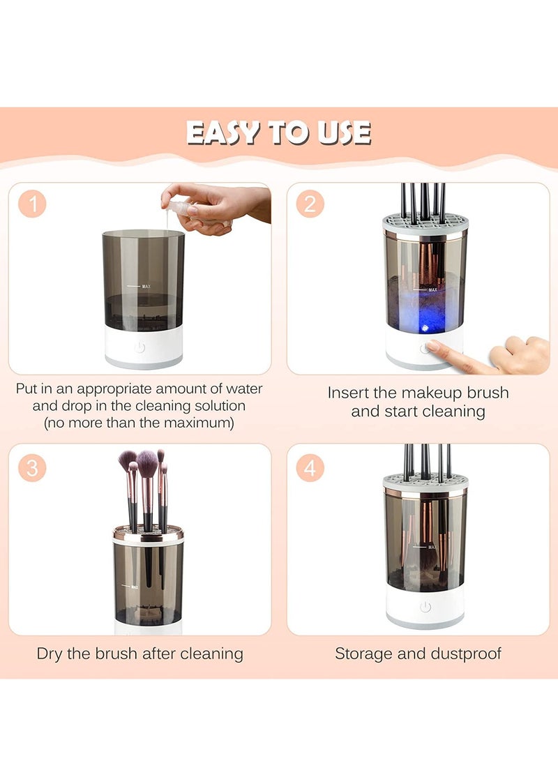 Electric Makeup Brush Cleaner, Makeup Brush Cleaner Machine with Brush Clean Mat, Automatic Cosmetic Brush Cleaner Makeup Brush Tools for All Size Beauty Makeup Brushes Set