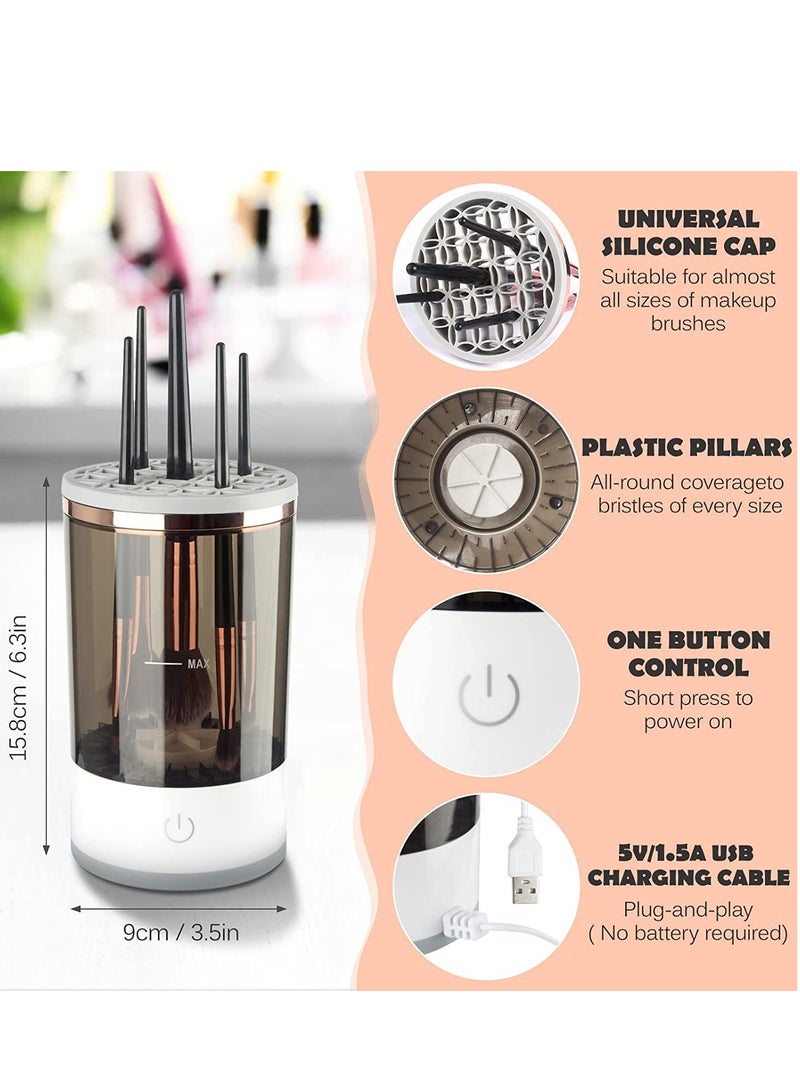 Electric Makeup Brush Cleaner, Makeup Brush Cleaner Machine with Brush Clean Mat, Automatic Cosmetic Brush Cleaner Makeup Brush Tools for All Size Beauty Makeup Brushes Set